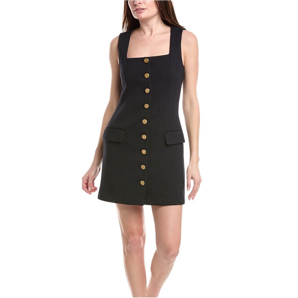 Rag & Bone Mariana Button-Front Mini Dress in Black with Gold Buttons Size 8
